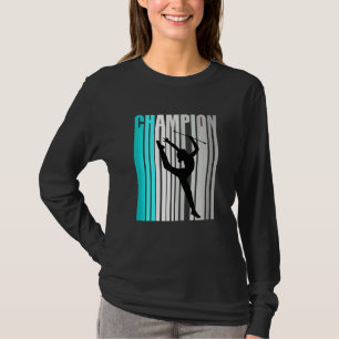 Turquoise Ritmische Gymnastiek Kampioen Retro Ontw T-shirt