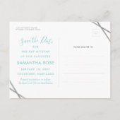 Turquoise Robin Egg Blue Bat Mitzvah Save the Date Aankondigingskaart (Achterkant)