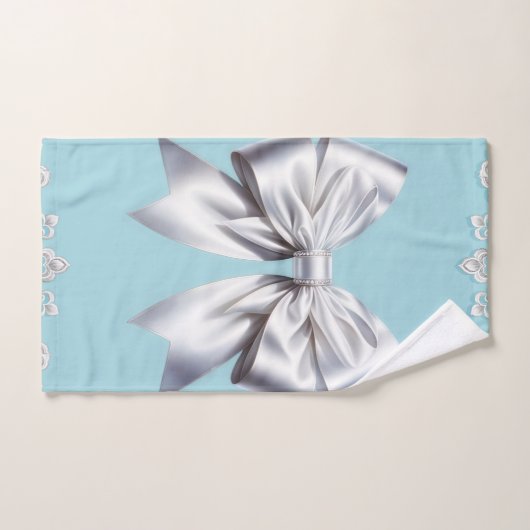 Turquoise Robin's Egg Blue Big White Bow Bridal Bad Handdoek (Handdoek)