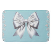 Turquoise Robin's Egg Blue Big White Bow Bridal Badmat (Voorkant)