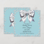 Turquoise Robin's Egg Blue Big White Bow Bridal Kaart (Voorkant / Achterkant)