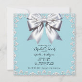 Turquoise Robin's Egg Blue Big White Bow Bridal Kaart (Voorkant)