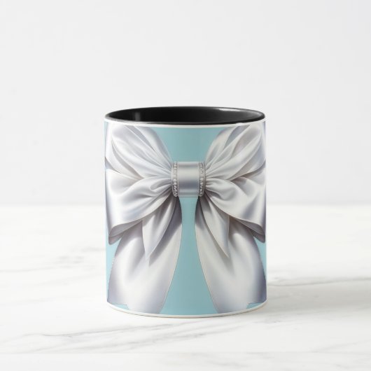 Turquoise Robin's Egg Blue Big White Bow Bridal Mok (Midden)