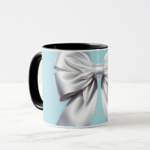Turquoise Robin's Egg Blue Big White Bow Bridal Mok
