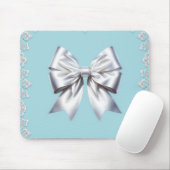 Turquoise Robin's Egg Blue Big White Bow Bridal Muismat (Met muis)