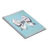 Turquoise Robin's Egg Blue Big White Bow Bridal Notitieboek (Rechterzijde)