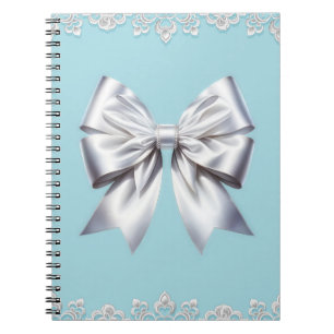 Turquoise Robin's Egg Blue Big White Bow Bridal Notitieboek