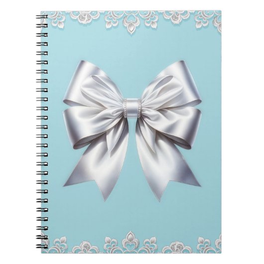 Turquoise Robin's Egg Blue Big White Bow Bridal Notitieboek (Voorkant)
