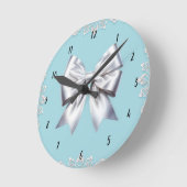 Turquoise Robin's Egg Blue Grote Witte Strik Bruid Ronde Klok (Hoek)