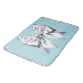 Turquoise Robins Ei Blauw Grote Witte Strik Bruids Badmat (Gekanteld)