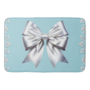 Turquoise Robins Ei Blauw Grote Witte Strik Bruids Badmat