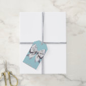 Turquoise Robins Ei Blauw Grote Witte Strik Bruids Cadeaulabel (Met Touw)