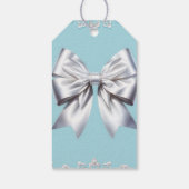 Turquoise Robins Ei Blauw Grote Witte Strik Bruids Cadeaulabel (Achterkant)