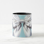 Turquoise Robins Ei Blauw Grote Witte Strik Bruids Mok (Midden)