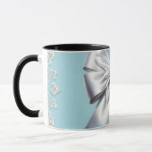 Turquoise Robins Ei Blauw Grote Witte Strik Bruids Mok (Links)