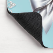 Turquoise Robins Ei Blauw Grote Witte Strik Bruids Muismat (Hoek)