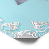Turquoise Robins Ei Blauw Grote Witte Strik Bruids Poster (Hoek)