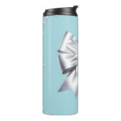 Turquoise Robins Ei Blauw Grote Witte Strik Bruids Thermosbeker (Gedraaid links)