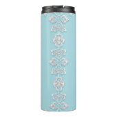 Turquoise Robins Ei Blauw Grote Witte Strik Bruids Thermosbeker (Achterkant)
