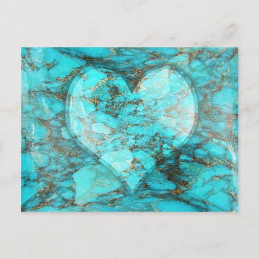 Turquoise Rock Heart Briefkaart (Voorkant)