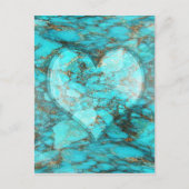 Turquoise Rock Heart Briefkaart (Voorkant)