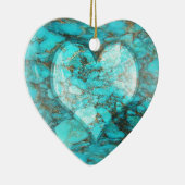Turquoise Rock Heart Keramisch Ornament (Rechts)