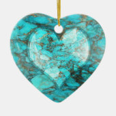 Turquoise Rock Heart Keramisch Ornament (Voorkant)