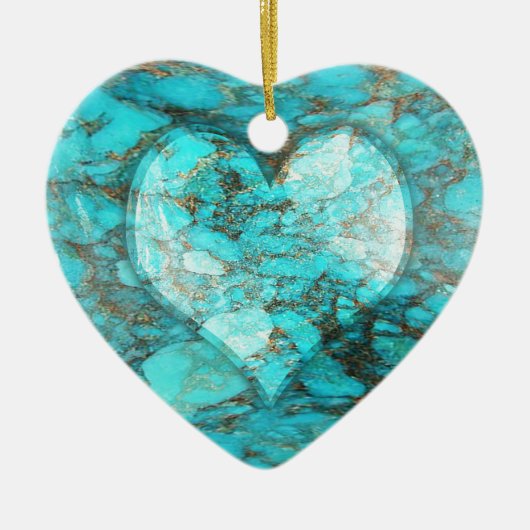 Turquoise Rock Heart Keramisch Ornament (Voorkant)