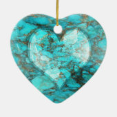 Turquoise Rock Heart Keramisch Ornament (Achterkant)