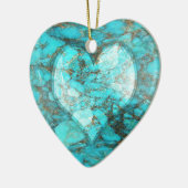 Turquoise Rock Heart Keramisch Ornament (Links)