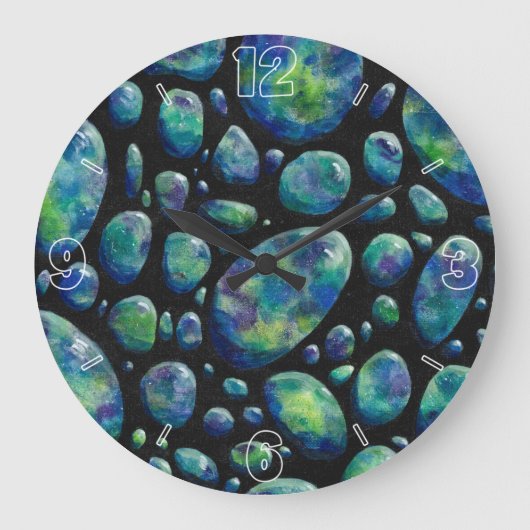 Turquoise Rocks in Space Original Artwork Grote Klok (Voorkant)