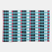 Turquoise, rode, zwarte, witte diamant theedoek (Horizontaal)