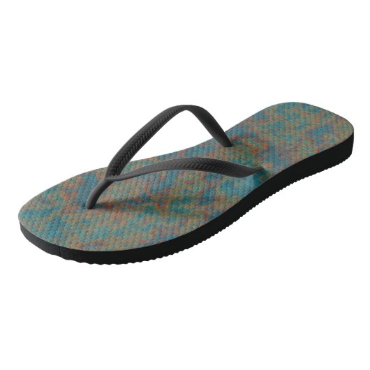 Turquoise Roest Abstract Teenslippers (Schuin)