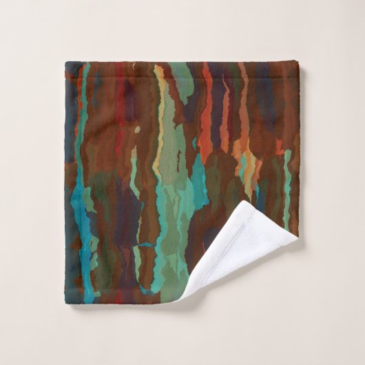 Turquoise, Roest en Blauw Abstract Bad Handdoek (Wasdoekje)