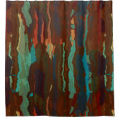 Turquoise, Roest en Blauw Abstract Douchegordijn (Voorkant)