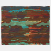 Turquoise, Roest en Blauw Abstract Fleece Deken (Voorkant (Horizontaal))