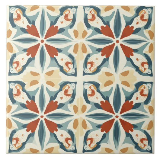 Turquoise, Roest en Geel Tegeltje (Voorkant)