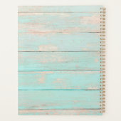 Turquoise Roestig Hout Boerderij Bloemrozen Chic Planner (Achterkant)