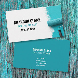 Turquoise Roller Hoek Accent Schilder Service Visitekaartje