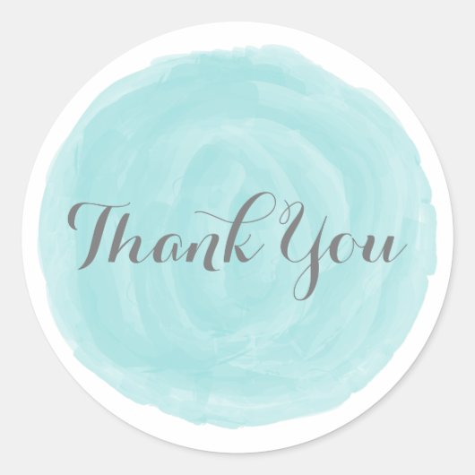 Turquoise ronde Waterverf Dank u Stickers (Voorkant)