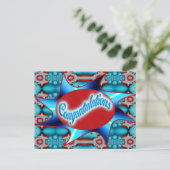 turquoise rood gefeliciteerd briefkaart (Staand voorkant)