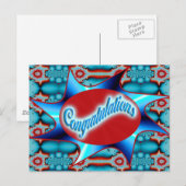 turquoise rood gefeliciteerd briefkaart (Voorkant / Achterkant)