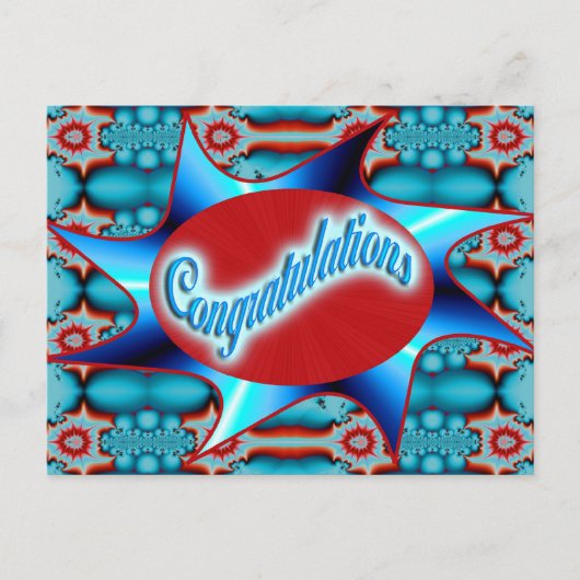 turquoise rood gefeliciteerd briefkaart (Voorkant)