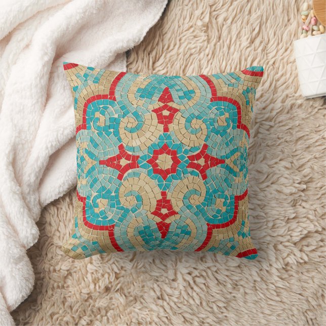 turquoise rood kussen (Deken)
