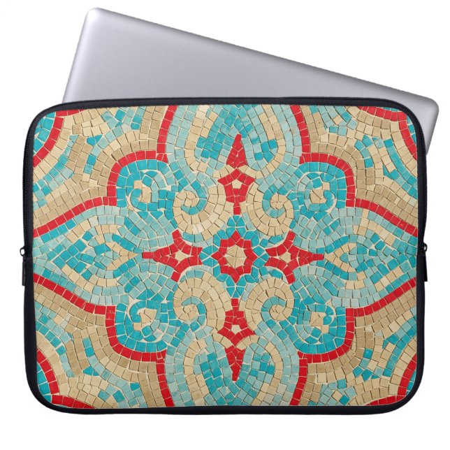 turquoise rood laptop sleeve (Voorkant)