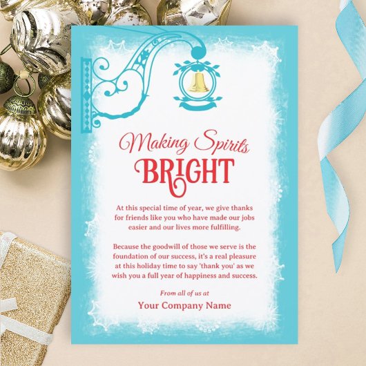 Turquoise & Rood, Nostalgische Bel Kerstkaart