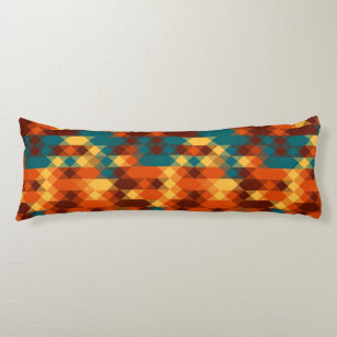 Turquoise, rood, oranje en geel geometrisch lichaamskussen