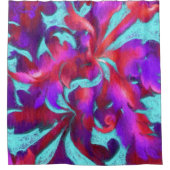 Turquoise rood Paarse vet krijtdamast Douchegordijn (Voorkant)