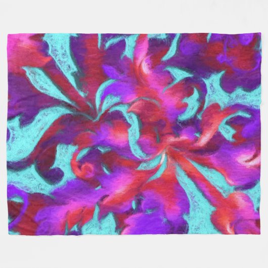 Turquoise rood Paarse vet krijtdamast Fleece Deken (Voorkant (Horizontaal))