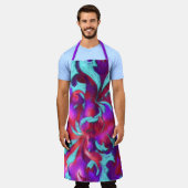 Turquoise rood Paarse vet krijtdamast Schort (Gedragen)